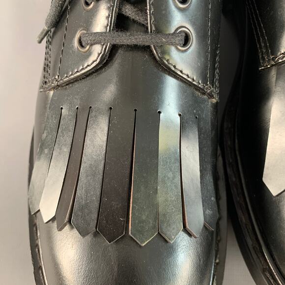 ALEXANDER MCQUEEN Size 10 Black Leather Fringed Tread Sole Lace-Up Shoes - Picture 9 of 12